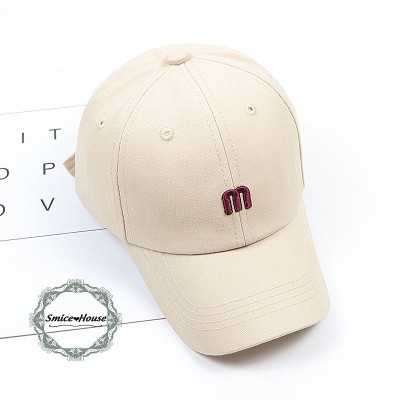 NÓN LƯỠI TRAI UNISEX THÊU CHỮ M, MŨ BÓNG CHÀY CÁ TÍNH
