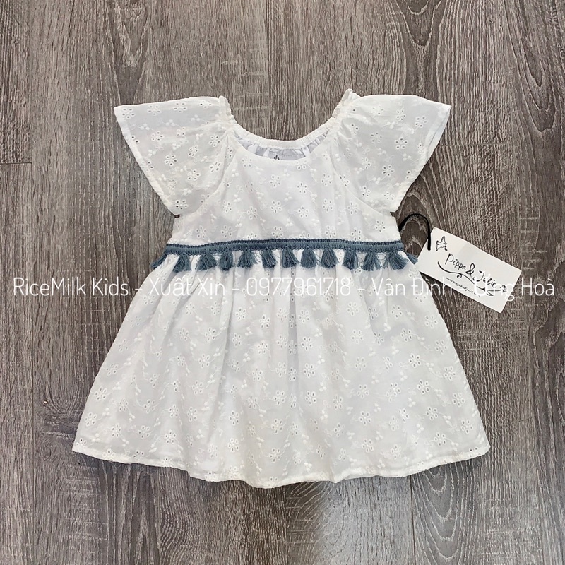 Áo thêu hoa diềm xanh xuất dư xịn
