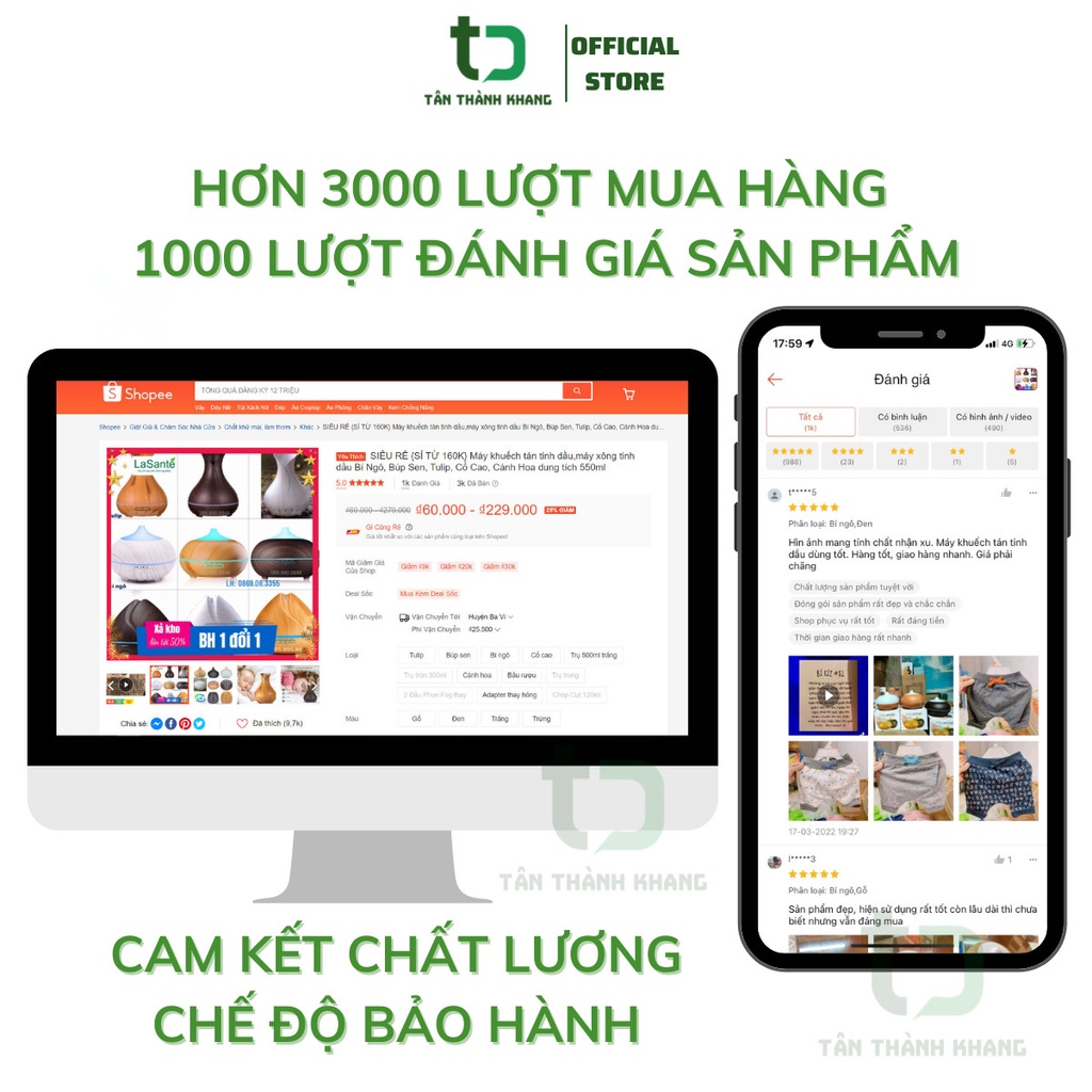 Máy xông tinh dầu trụ loa gỗ_xông và nghe nhạc_500ml_có điều khiển, đèn led đổi 7 màu, 2 chế độ phun_bảo hành 12 tháng