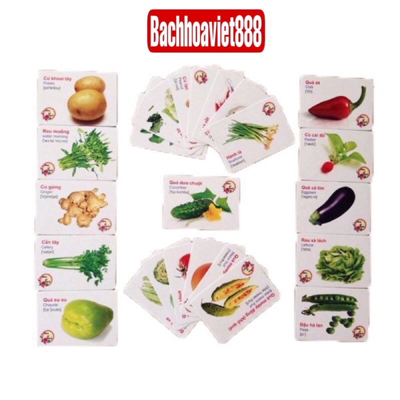 Bộ thẻ học mini 16 chủ đề song ngữ 416 thẻ kích thước (7x11)cm cho bé thông minh mỗi ngày
