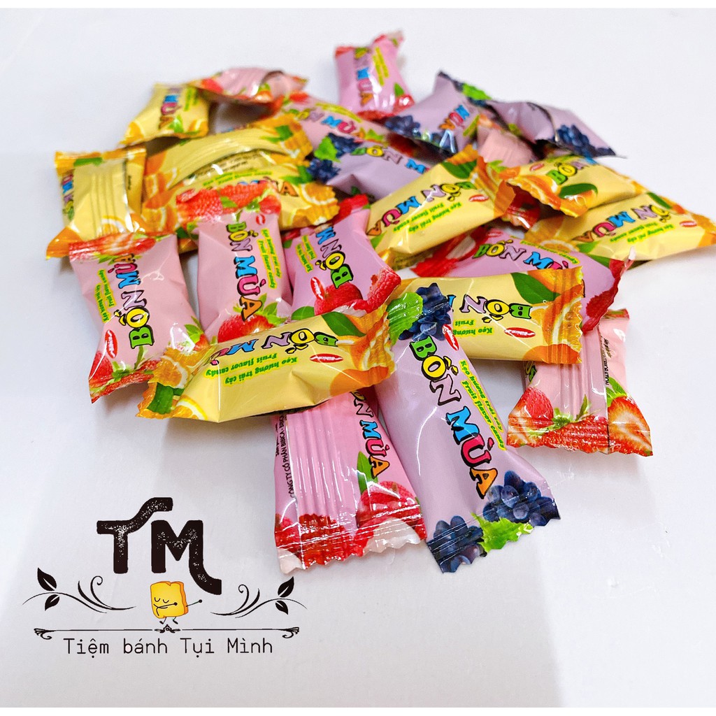 Kẹo 4 mùa  hương trái cây tuổi thơ, đồ ăn vặt