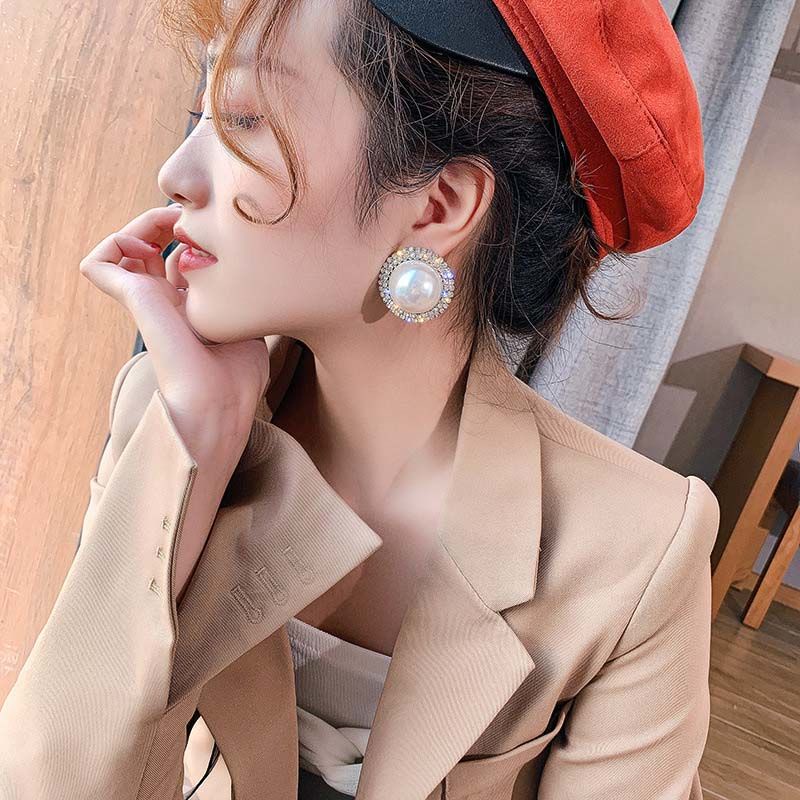 Bông Tai S925 Đính Kim Cương Giả Lấp Lánh Phong Cách Hàn Quốc Cho Nữ