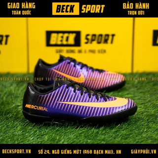 Giày Bóng Đá Trẻ Em TQ MercurialX Tím Đen Vằn Cam TF