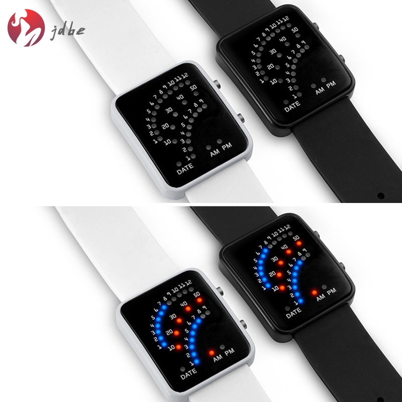 ✿JDBE✿ LED Electronic Wrist Watch Sector Binary Digital Waterproof Fashion Unisex Couple Watches