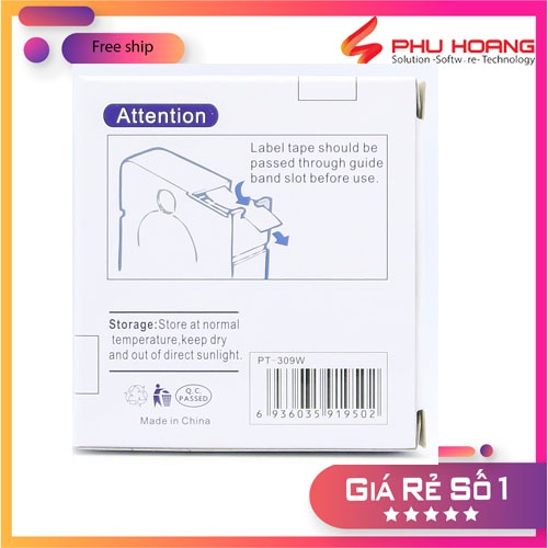 Băng in nhãn Max LM-TP309W, rộng 9mm, dài 8m/cái, màu trắng, dùng cho máy in LM-370E, LM-380E, LM-380A, LM-390A
