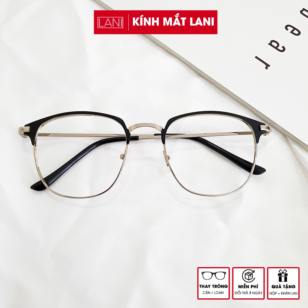 Gọng kính cận kim loại chữ nhật bo tròn thời trang LANI 2714 - Lắp mắt cận có độ theo yêu cầu