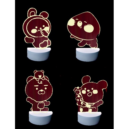 Đèn Led bò sữa trắng L1I5  Đèn Ngủ 3D quả bơ trà sữa trứng lười yakult blackpink shiba roro jump
