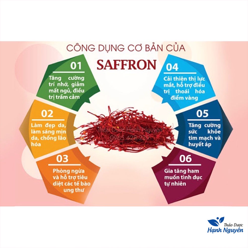 Saffron Bahraman (Nhụy hoa nghệ tây hàng chuẩn, hỗ trợ mất ngủ, dưỡng nhan) - Thảo Dược Hạnh Nguyên