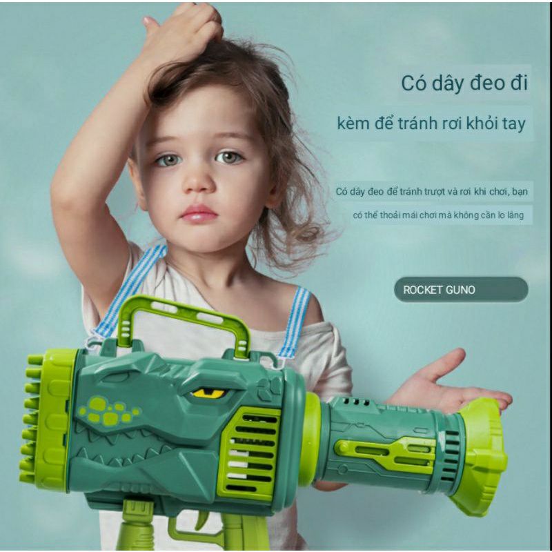 Đồ Chơi Bắn Bong Bóng Kiểu Dáng Khủng Long Bazooka 64 nòng cực mạnh
