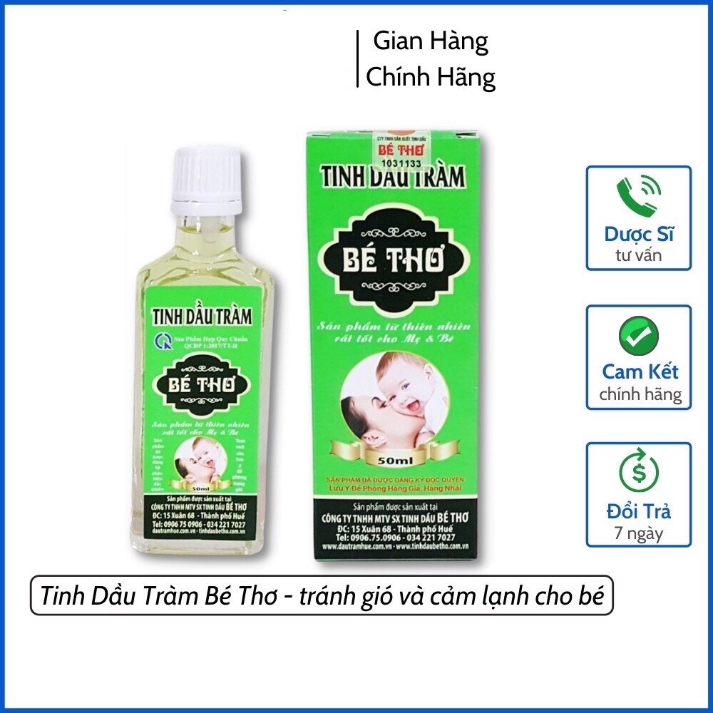 Tinh Dầu Tràm Huế Bé Thơ Dung Tích 50 ml Chăm Sóc Sức Khỏe Cho Cả Gia Đình