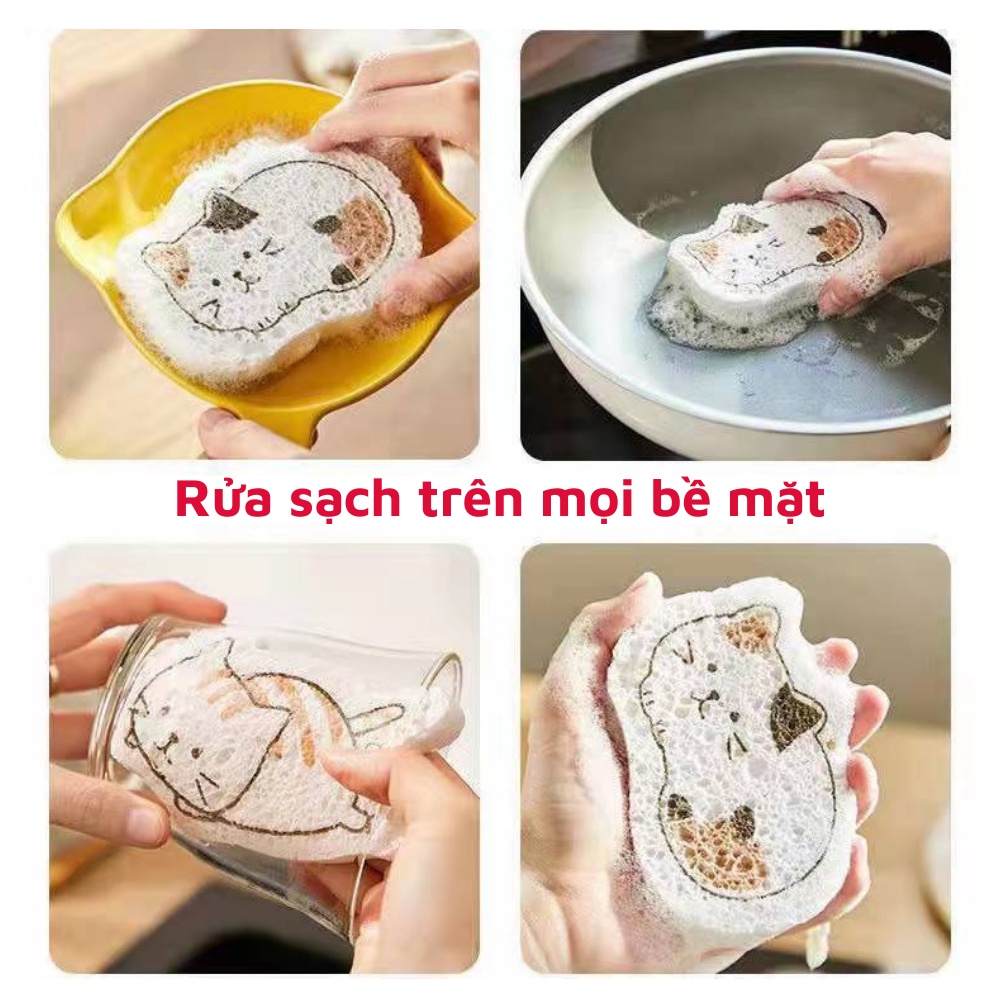 Miếng rửa chén bọt biển hoạt hình đa năng cao cấp dành cho gia đình