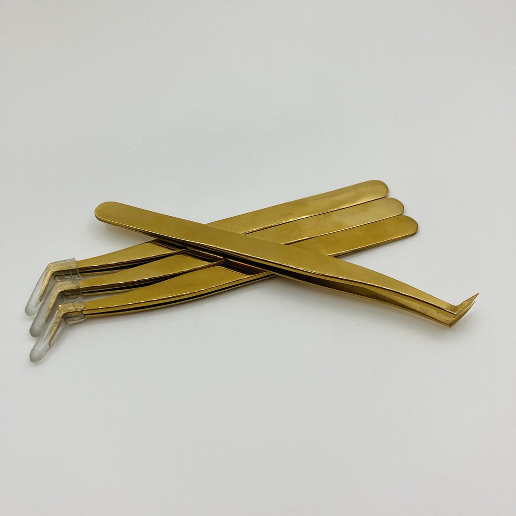 nhíp nối mi volume vàng (mũi vuông)_ dụng cụ nối mi _ mi fan _THÚY HÀ