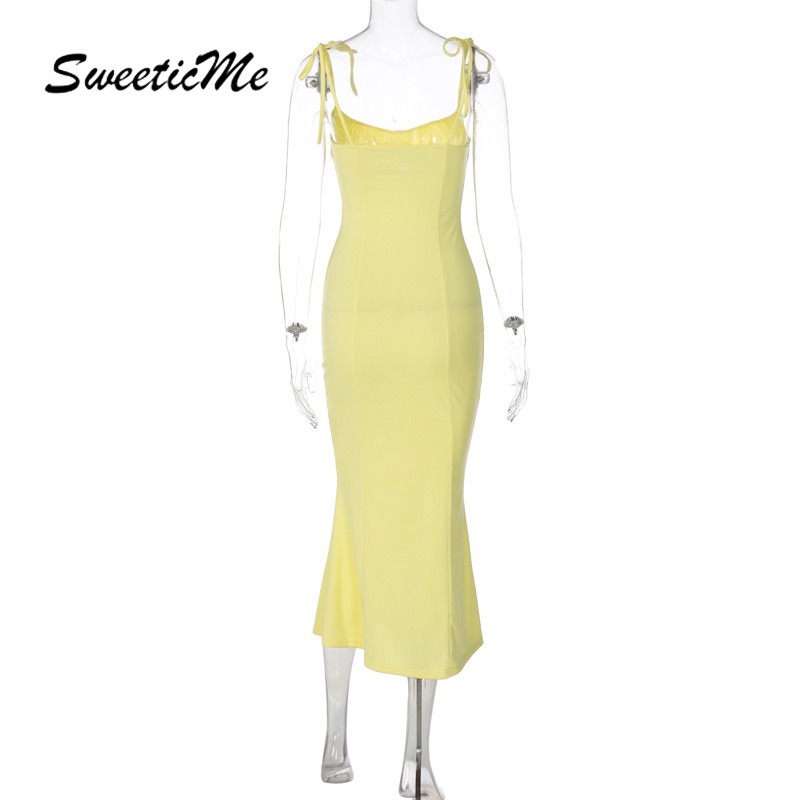 Đầm Ôm Hai Dây Màu Trơn Thời Trang 2022 Gợi Cảm Cho Nữ