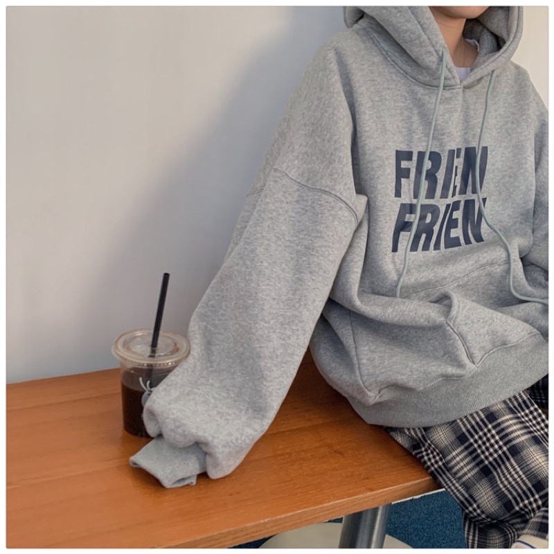 Áo Hoodie Dáng Rộng 🍊Tiệm Vải Xinh🍊 Áo Hoodie Nữ Tay Rộng Lót Bông Dáng Rộng Chữ Frien Mũ 2 Lớp | WebRaoVat - webraovat.net.vn