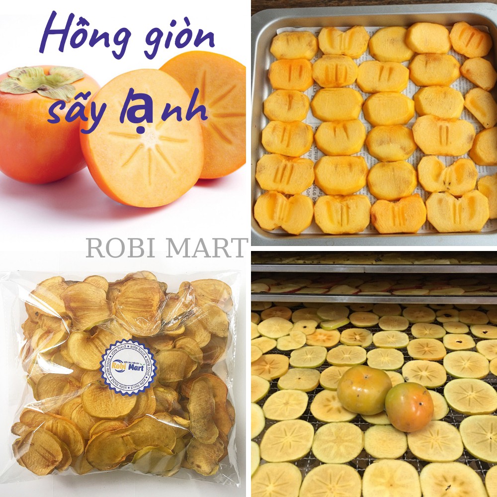 Hồng giòn thái lát sấy lạnh - Trọng lượng 200 gram - Hàng loại 1
