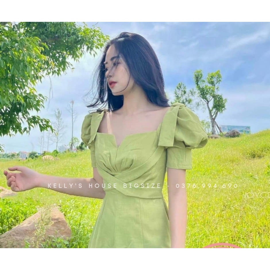 Đầm Bigsize Cổ Vuông Tay Bồng