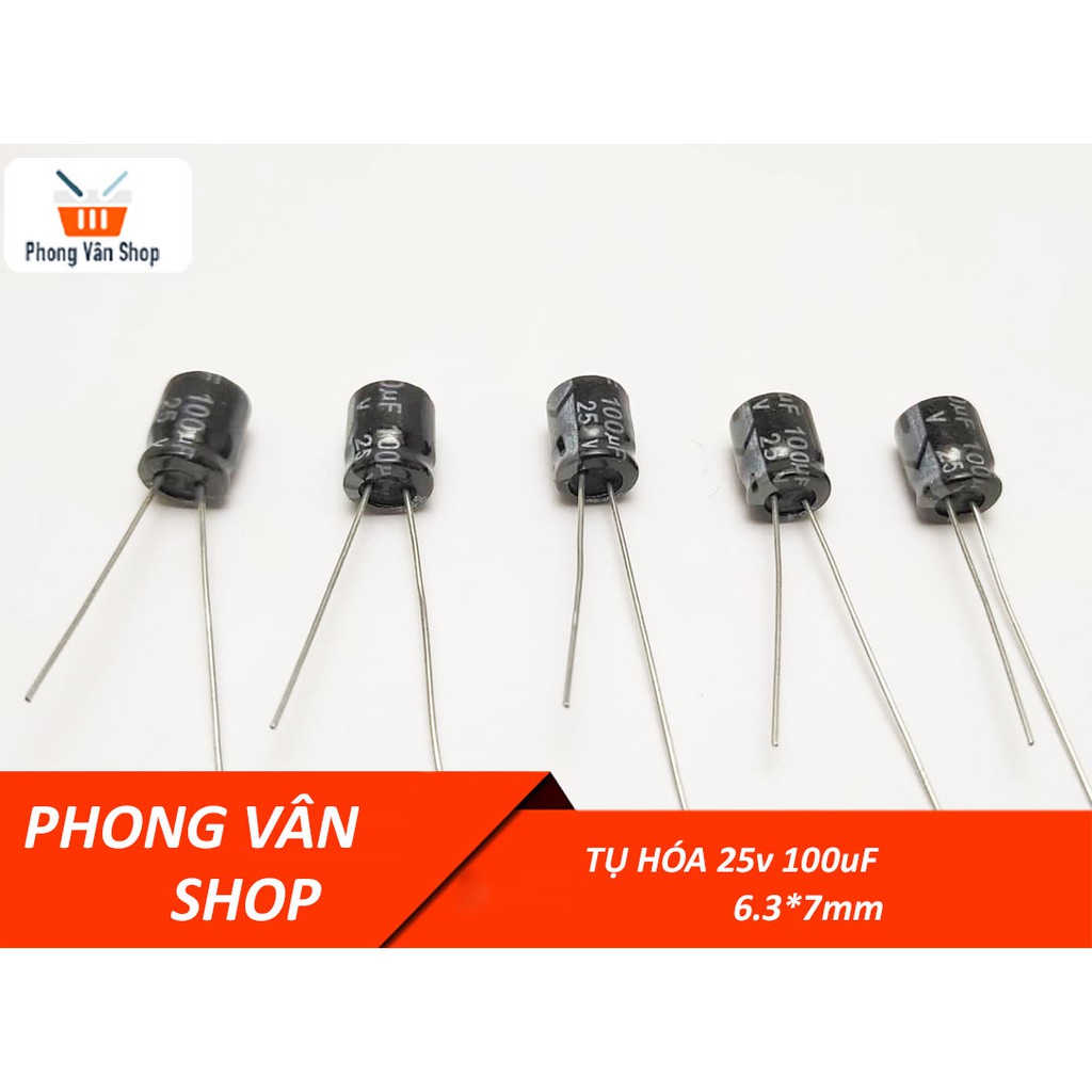 20 Tụ 25v 100uf - Tụ hóa 6.3x7mm