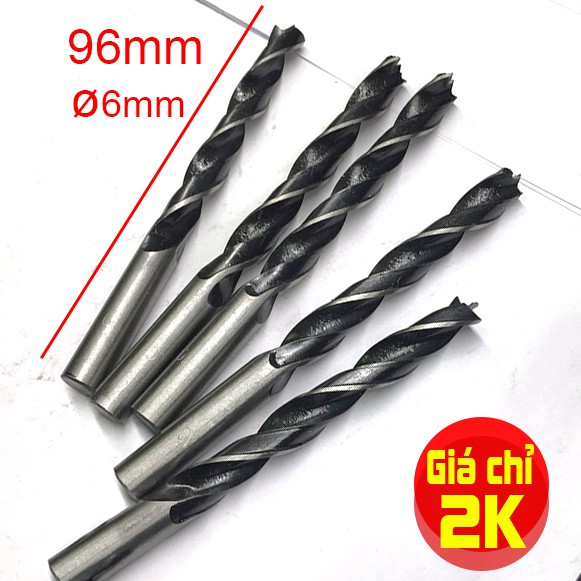 Mũi Khoan Gỗ 6 Ly - Mũi khoan tốc độ cao HSS thiết kế 3 cạnh tăng độ chính xác, Mũi 6mm