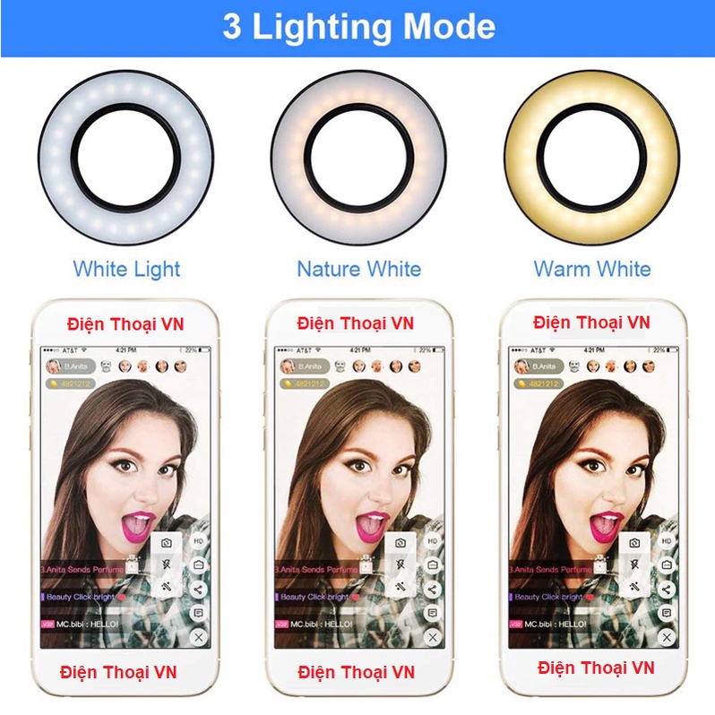Đèn Led Livestream Giá Rẻ, Đèn Kẹp Bàn, Có Kẹp Điện Thoại - Uốn Dẻo Đa Năng - Chuyên Make Up - Tiện Dụng - Bảo Hành 6 Th