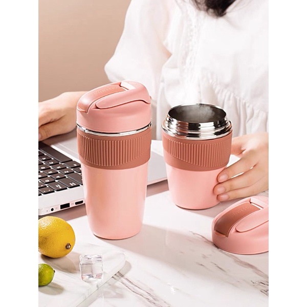 Cốc giữ nhiệt- Ly giữ nhiệt dễ thương inox 304-316 có ống hút 480ml, Tặng kèm Sticker 3D Siêu dễ thương