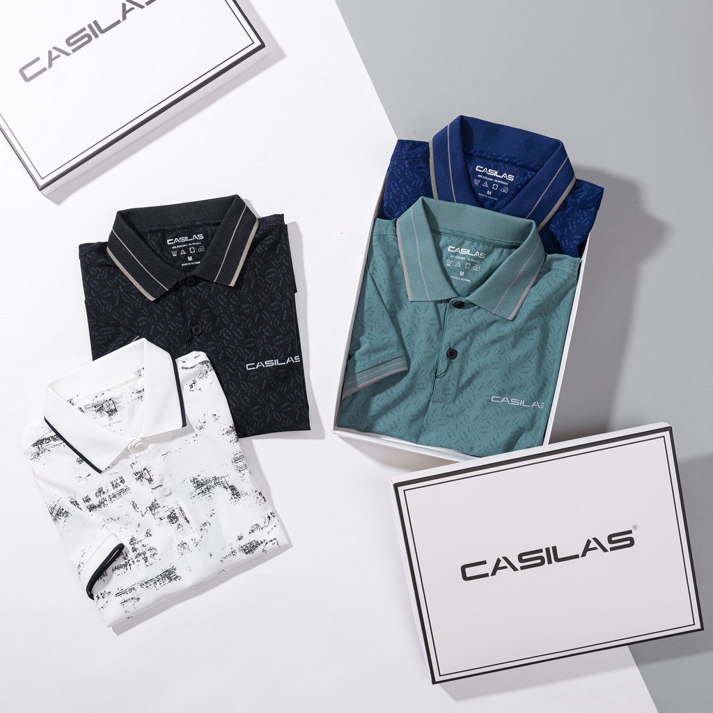 Áo thun nam tay ngắn ⚡CASILAS⚡Áo thun nam tay ngắn có cổ in họa tiết vải coolmax xuất xịn, chuẩn form thanh lịch P2112