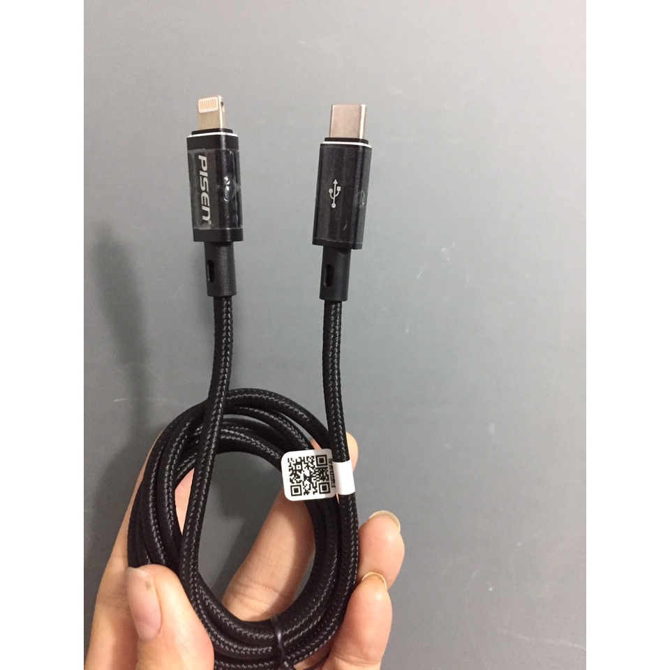 [C to L] Cáp sạc nhanh PD18W dây dù siêu bền cho ip PD18W Pisen PCL03 (1m)