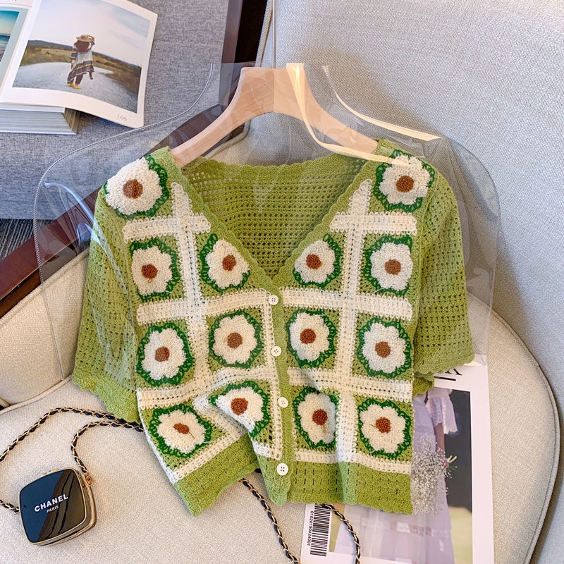 Áo Cardigan Dệt Kim Tay Ngắn Cổ Chữ V Thiết Kế Mỏng Thời Trang Mùa Hè Mới Cho Nữ