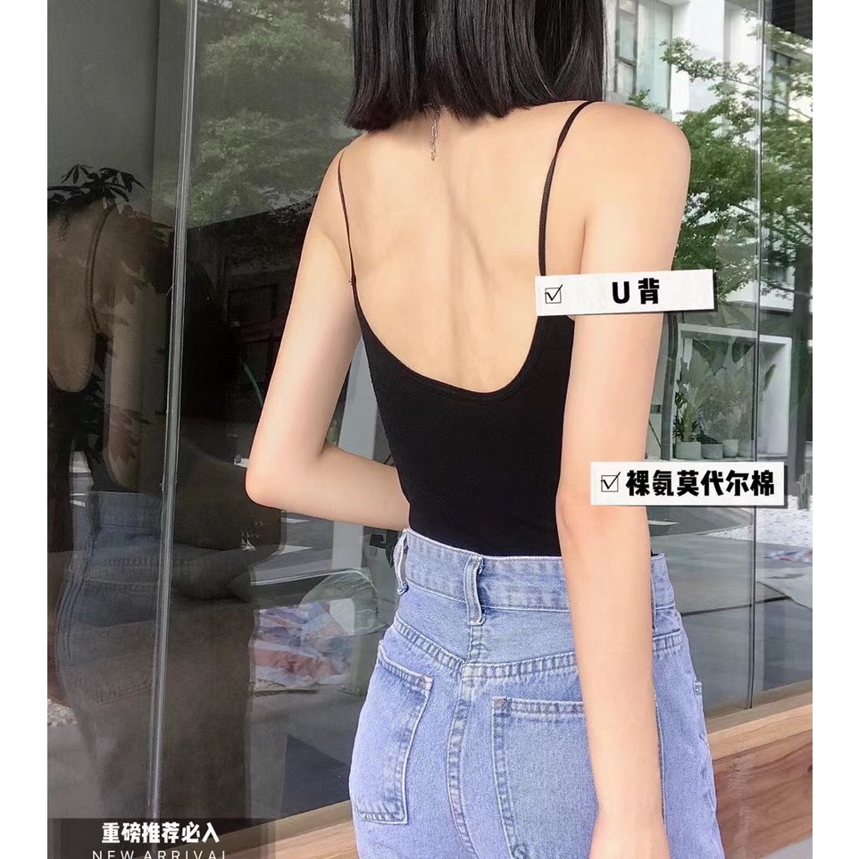 DUNEA Áo Tank Top Hở Lưng Màu Trơn Gợi Cảm Cho Nữ