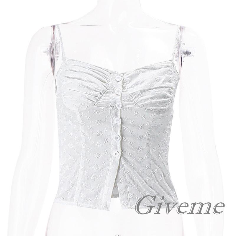 Givenme Áo Hai Dây Phối Nút Họa Tiết Hoa Thời Trang Nữ Tính