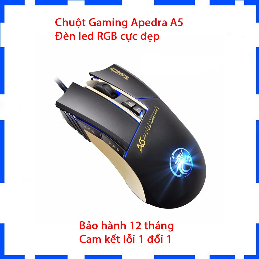 Chuột Gaming Apedra A5 - Led RGB - Bảo hành 12 tháng chính hãng