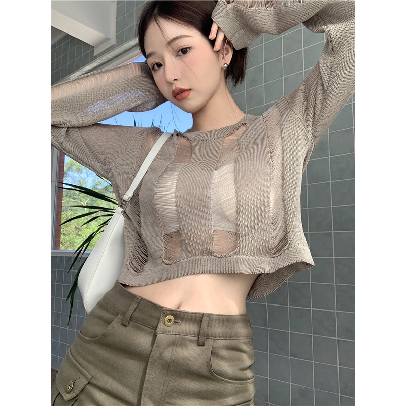 Áo Len Tay Dài Chống Nắng Thời Trang Hàn Quốc Cho Nữ