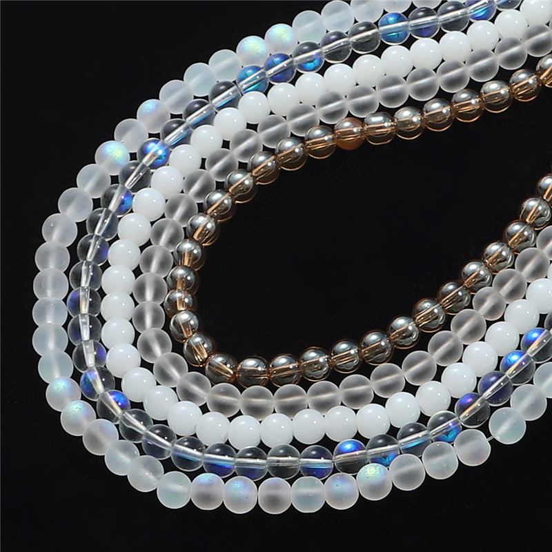 BEADIA Chuỗi Hạt Thủy Tinh Nhiều Màu Kích Thước 4/6/8/10 mm Dùng Làm Trang Sức Thủ Công