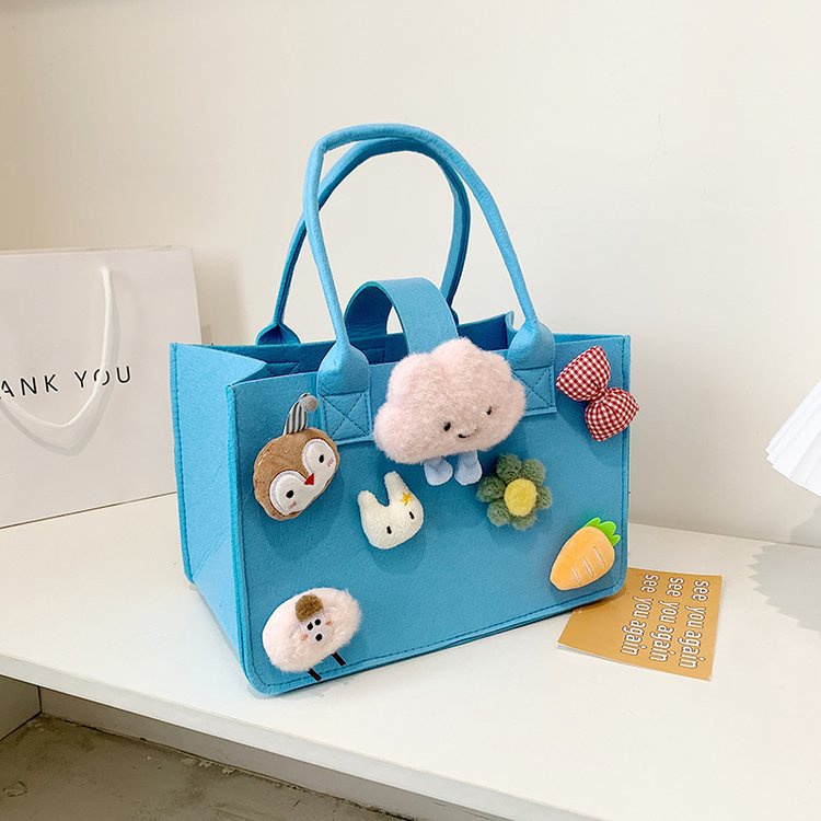 Túi xách vải nỉ mềm dáng vuông nhỏ kiểu hoạt hình dễ thương phong cách cho bé gái TBB24