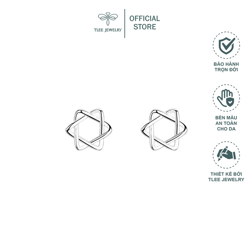 Khuyên tai bạc nữ TLEE bông tai sao đan trơn basic cá tính TleeJewelry B0166