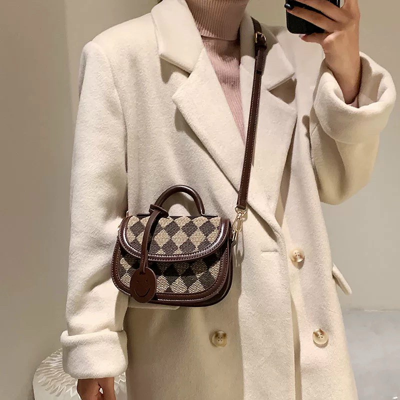 túi xách tay + đeo chéo nữ da thật size 18 cm hàng xuất dư có sẵn đủ màu