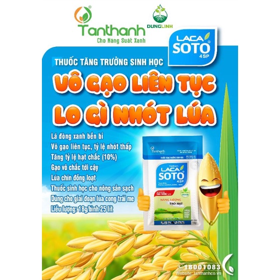 LACASOTO 4SP Tân Thành gói 18g - Tăng trưởng sinh học - Vô gạo liên tục Lo gì nhót lúa laca soto