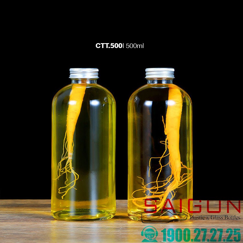 Chai Thủy Tinh Trụ Nắp Nhôm 500ml | CT-500N