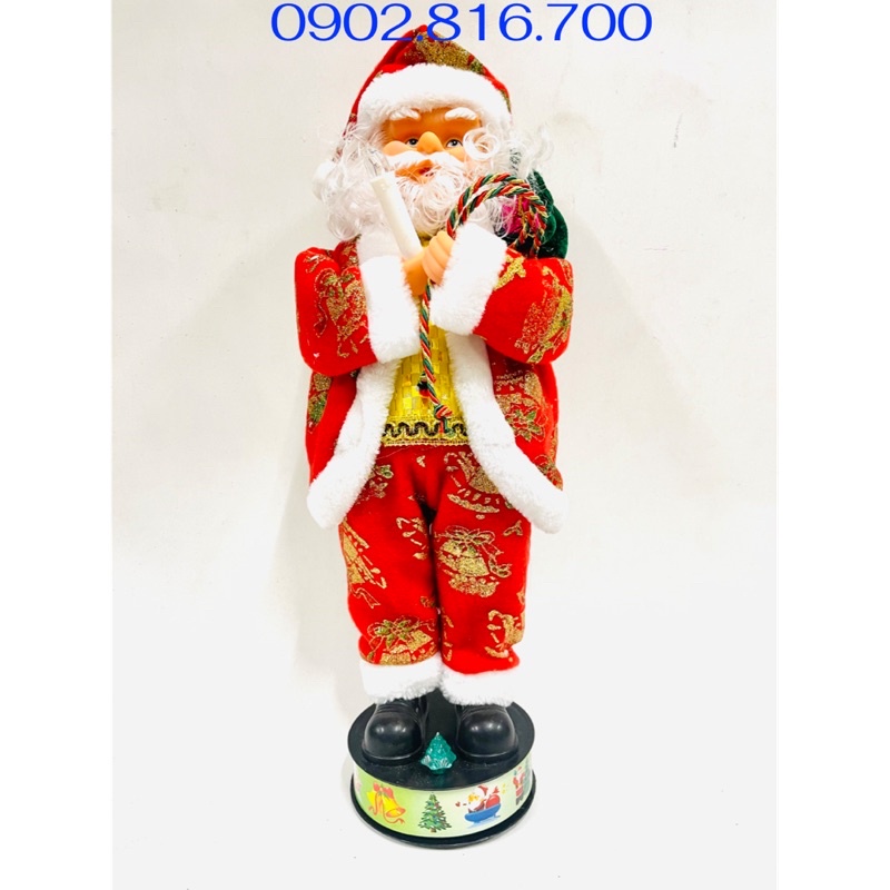 Đồ chơi ông già noel cao lớn 46cm cầm đèn túi quà và đuốc có nhạc đèn quà tặng noel giáng sinh cho bé