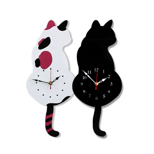 Đồng hồ treo tường hình mèo sáng tạo chất liệu acrylic phong cách nhật bản