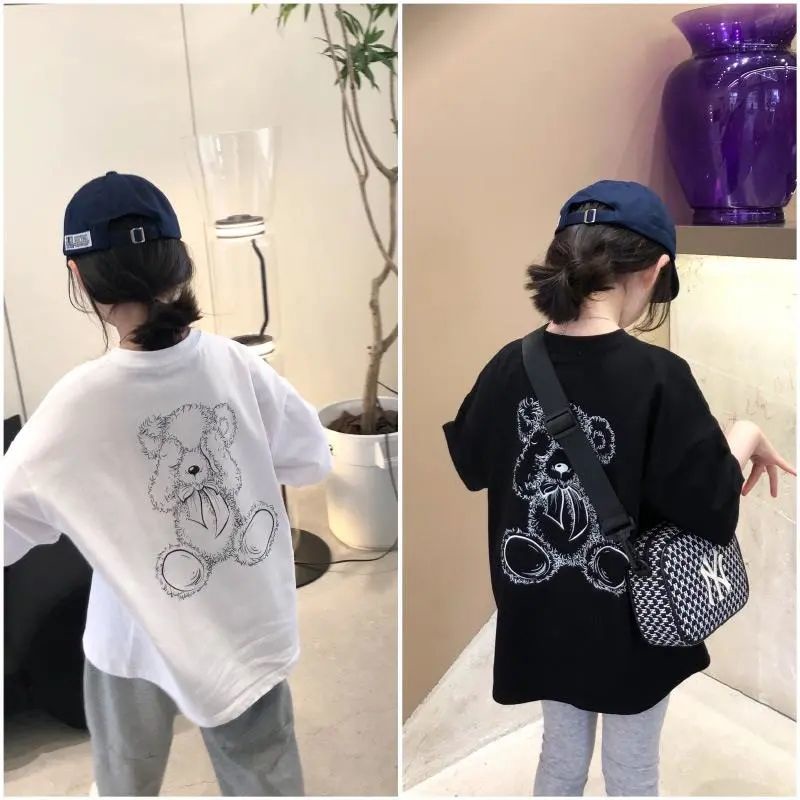 Áo thun cotton dáng rộng phong cách Hàn Quốc thời trang mới 2021 cho trẻ em