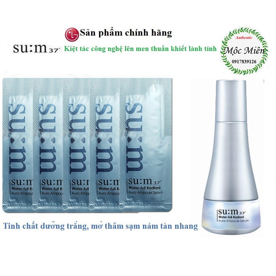 Gói tinh chất Sum Aura dưỡng trắng, mờ nám chống nhăn Su:m 37 Water Full Radiant Aura Ampoule Serum