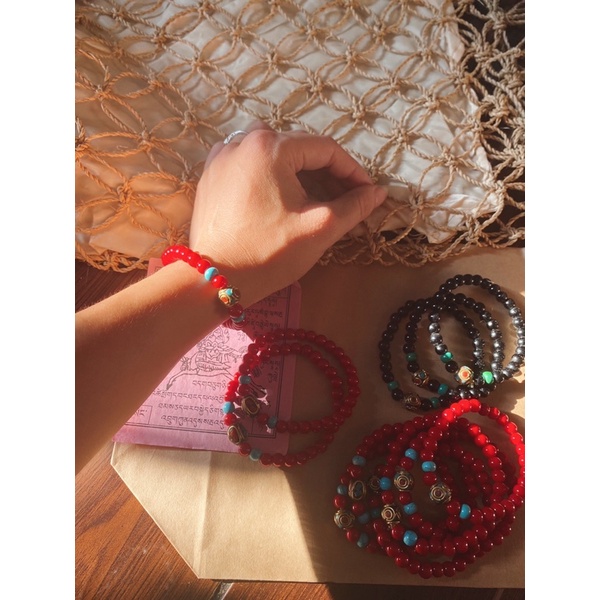 Vòng đá bình an Tây Tạng vòng có hạt đá turquoise