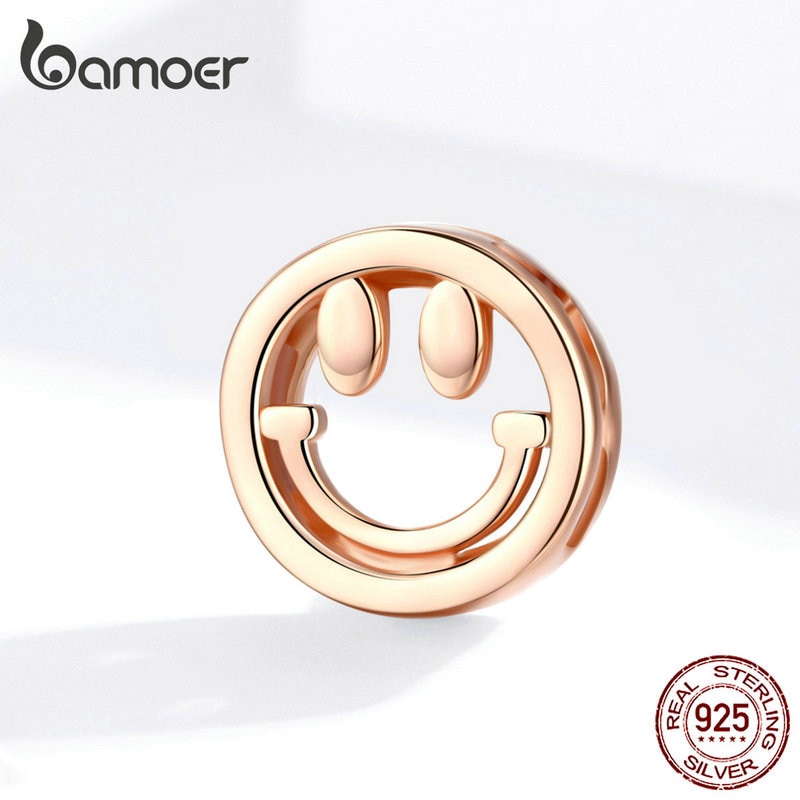 Hạt Charm Bamoer Scx105 Bạc Màu Vàng Hồng Kiểu Mặt Cười Dùng Làm Vòng Tay