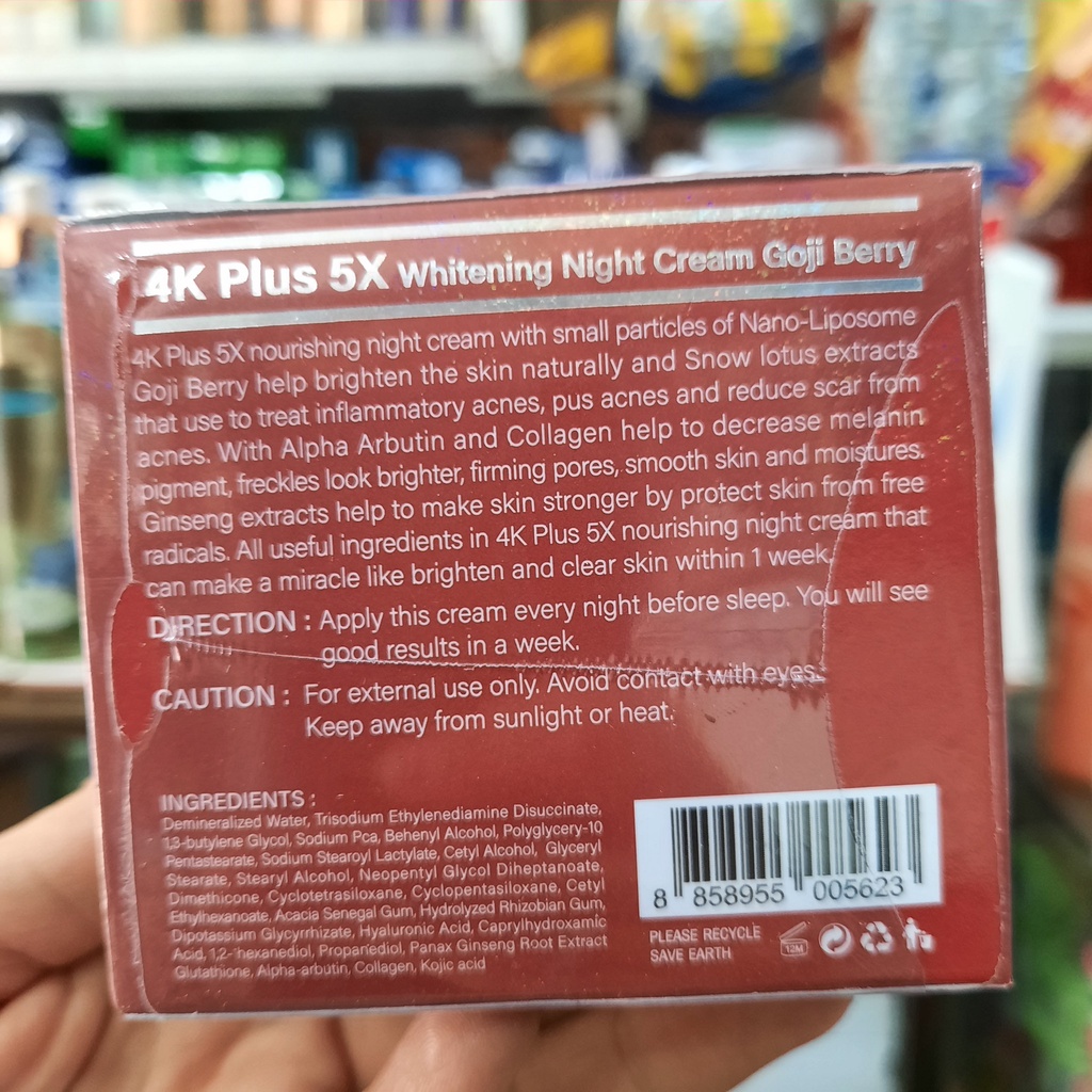 Kem Dưỡng Trắng Da Mụn Ban Đêm 4K Plus Whitening Night Cream Goji Berry 20g