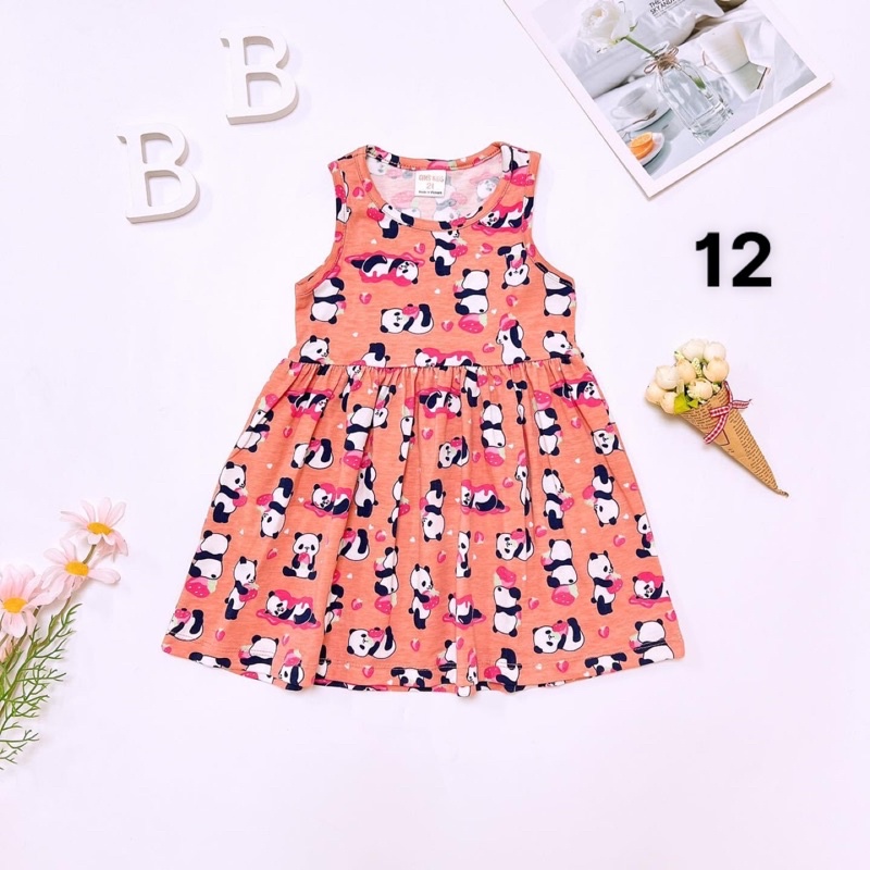 Váy thun hè cotton sát nách VNXK bé gái