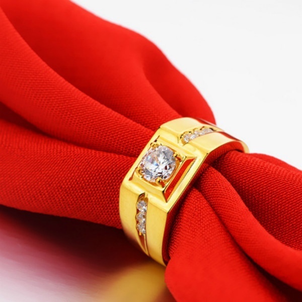 Nhẫn Đeo Tay Mạ Vàng Trắng 18K Đính Đá sapphire Cao Cấp Thời Trang Cho Nam 6-13