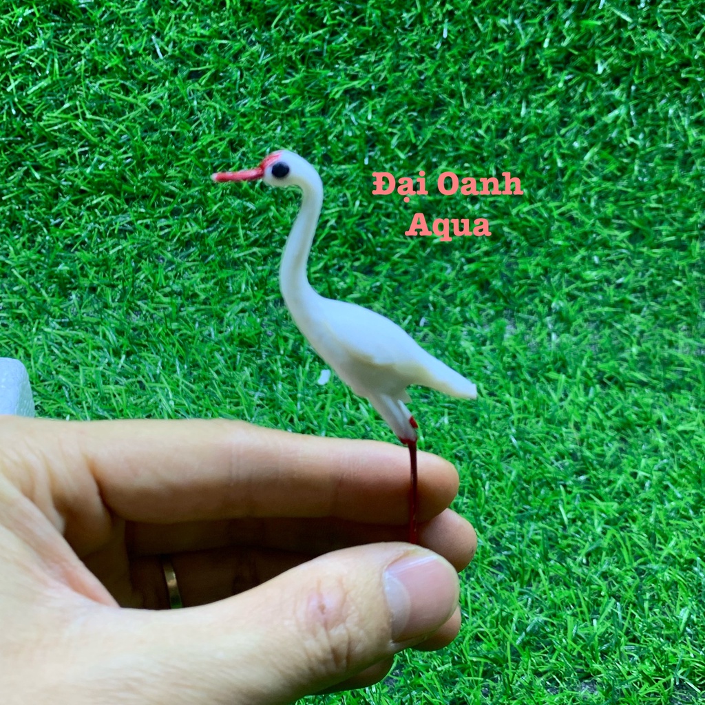 Cò nhựa mini trang trí tiểu cảnh tiểu cảnh terrarium, hồ cá, bể cá, hòn non bộ, sân vườn