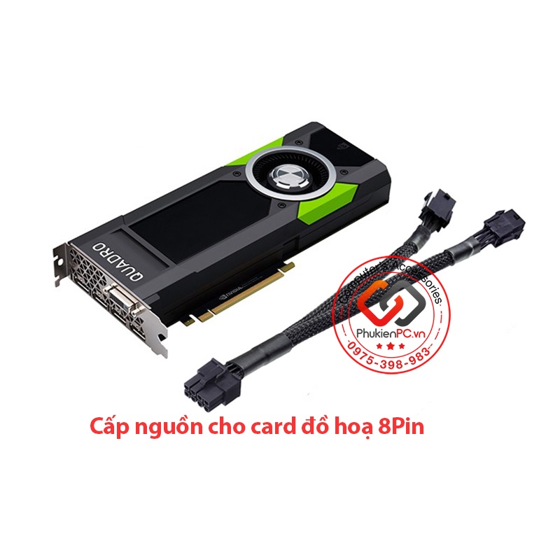 Cáp chuyển đổi nguồn 2 x 6Pin PCI-e Cái sang 8Pin PCI-e Đực, Cấp nguồn cho Card VGA Gaming 8Pin máy tính PC dây bọc lưới