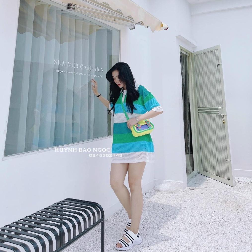 Đầm len kẻ ngang màu sắc siêu xinh