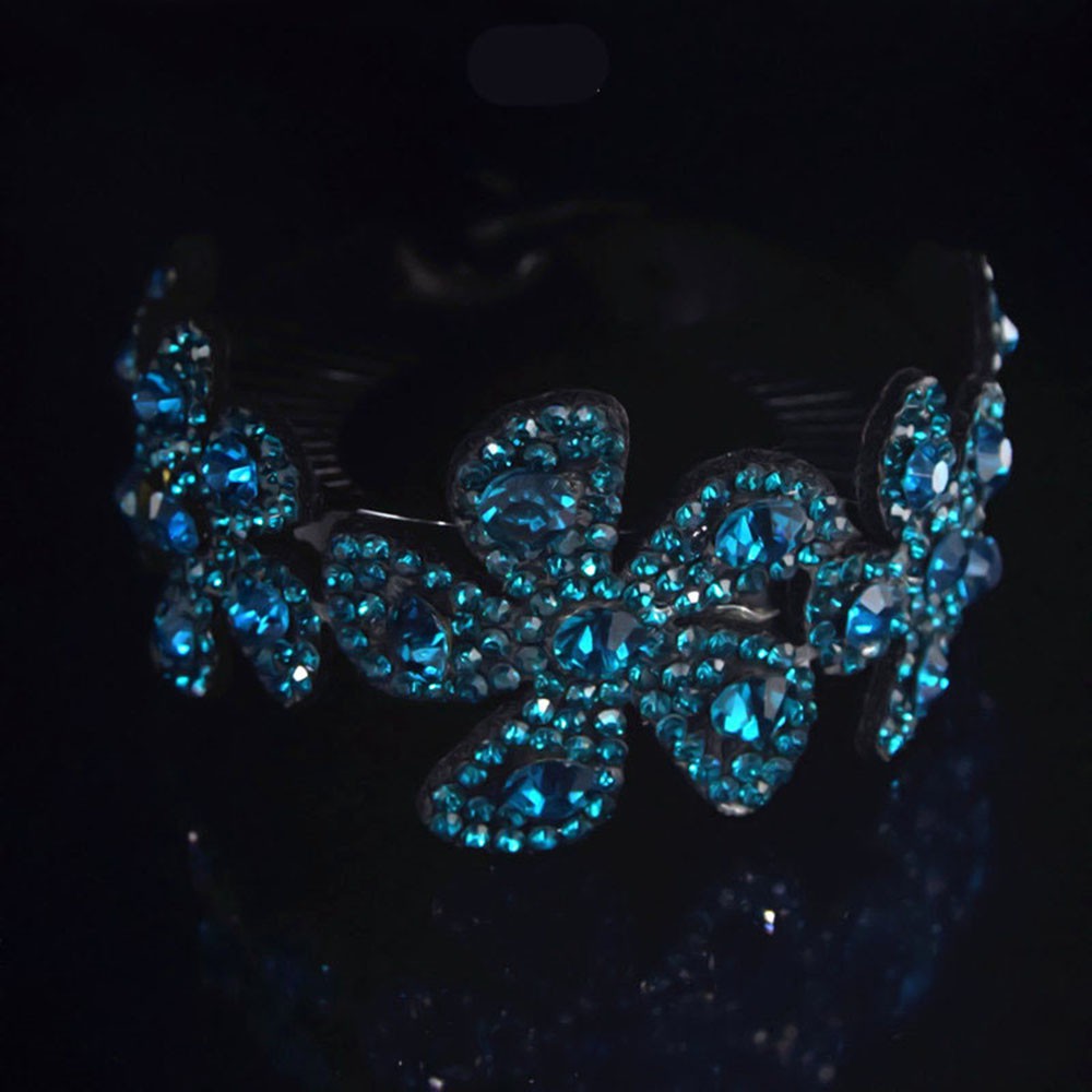 Kẹp tóc nhiều răng gắn hình hoa đính đá sang trọng